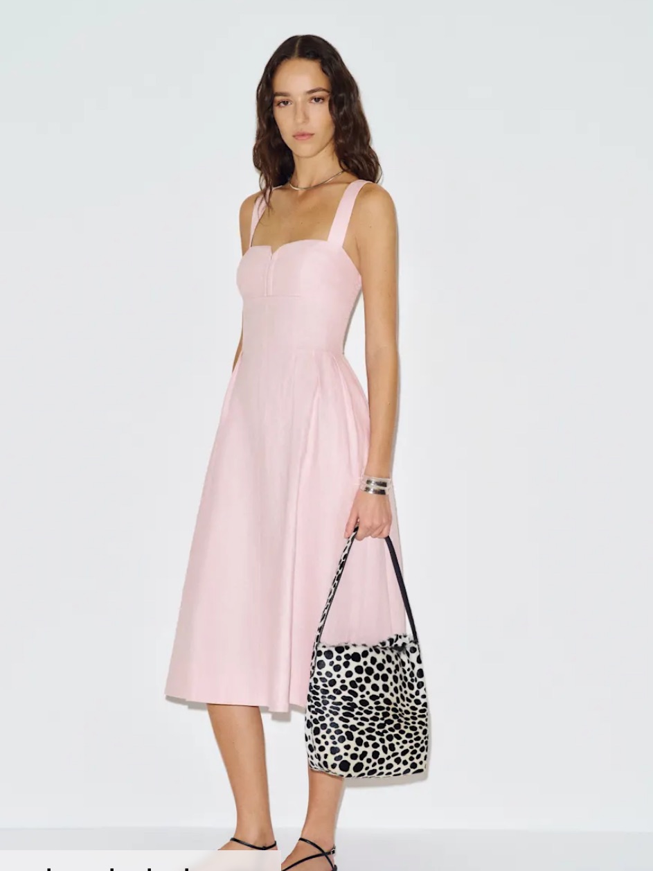 Reformation Blush Pink Square-Neck Midi Dress